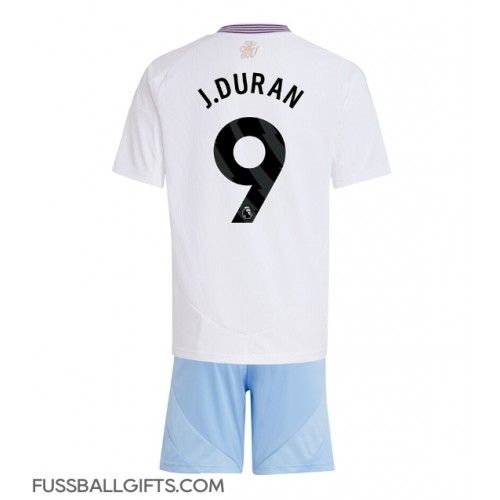 Aston Villa Jhon Duran #9 Fußballbekleidung Auswärtstrikot Kinder 2024-25 Kurzarm (+ kurze hosen)